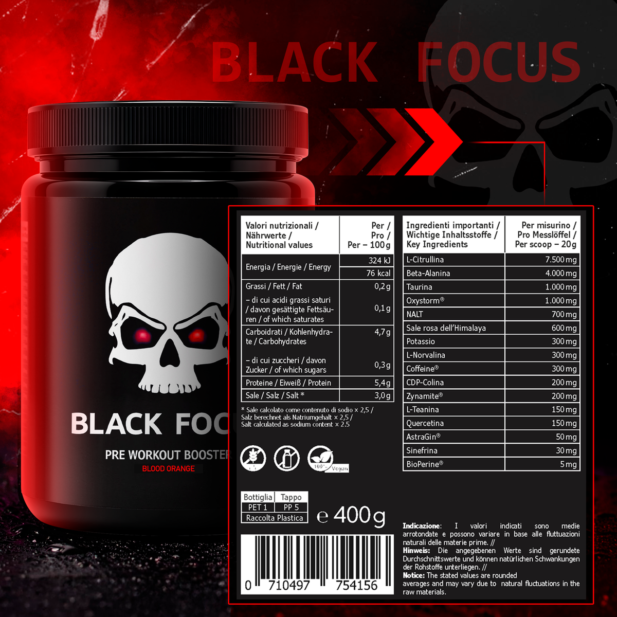 Black Focus Pro 3.0 Extreme Pre-Workout 400g