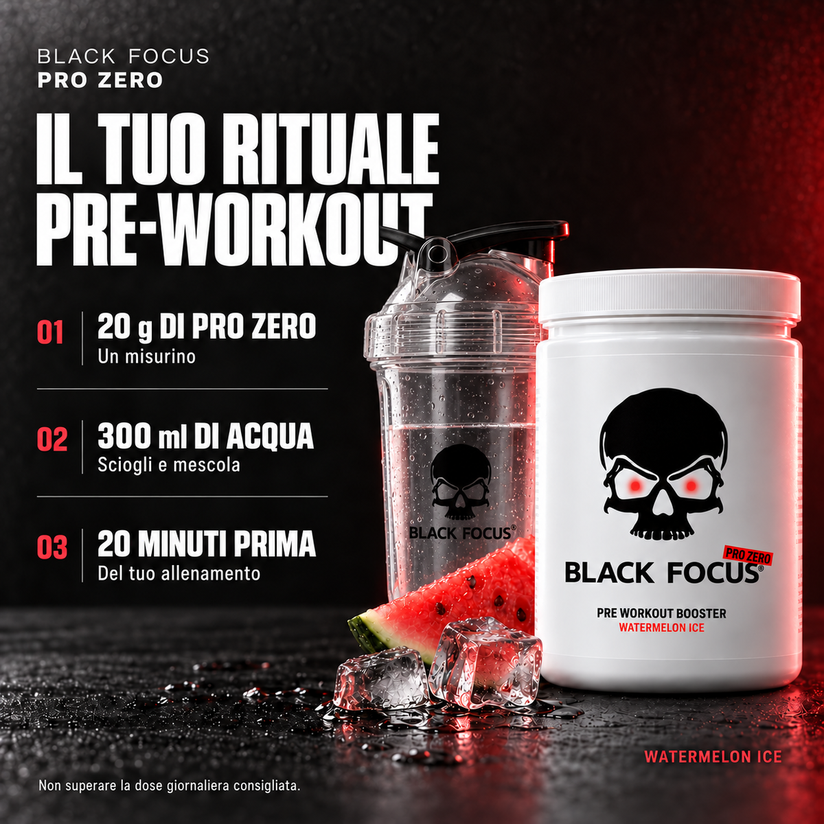 Black Focus Pro Zero Watermelon Ice – il tuo rituale pre-workout