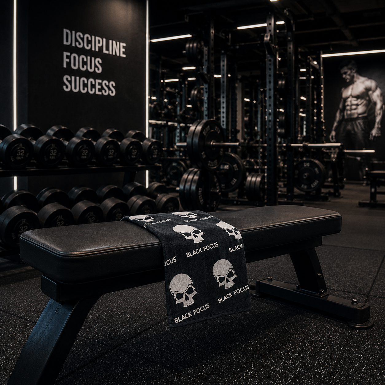 Black Focus Gym Towel