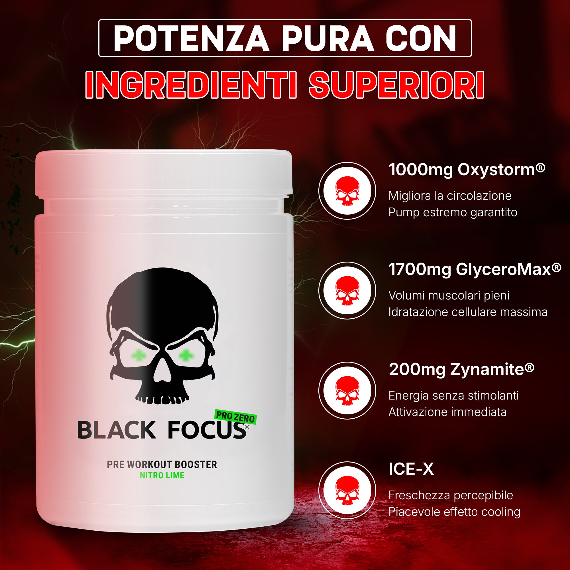 Black Focus Pro Zero Stim-Free Pre-Workout 400g