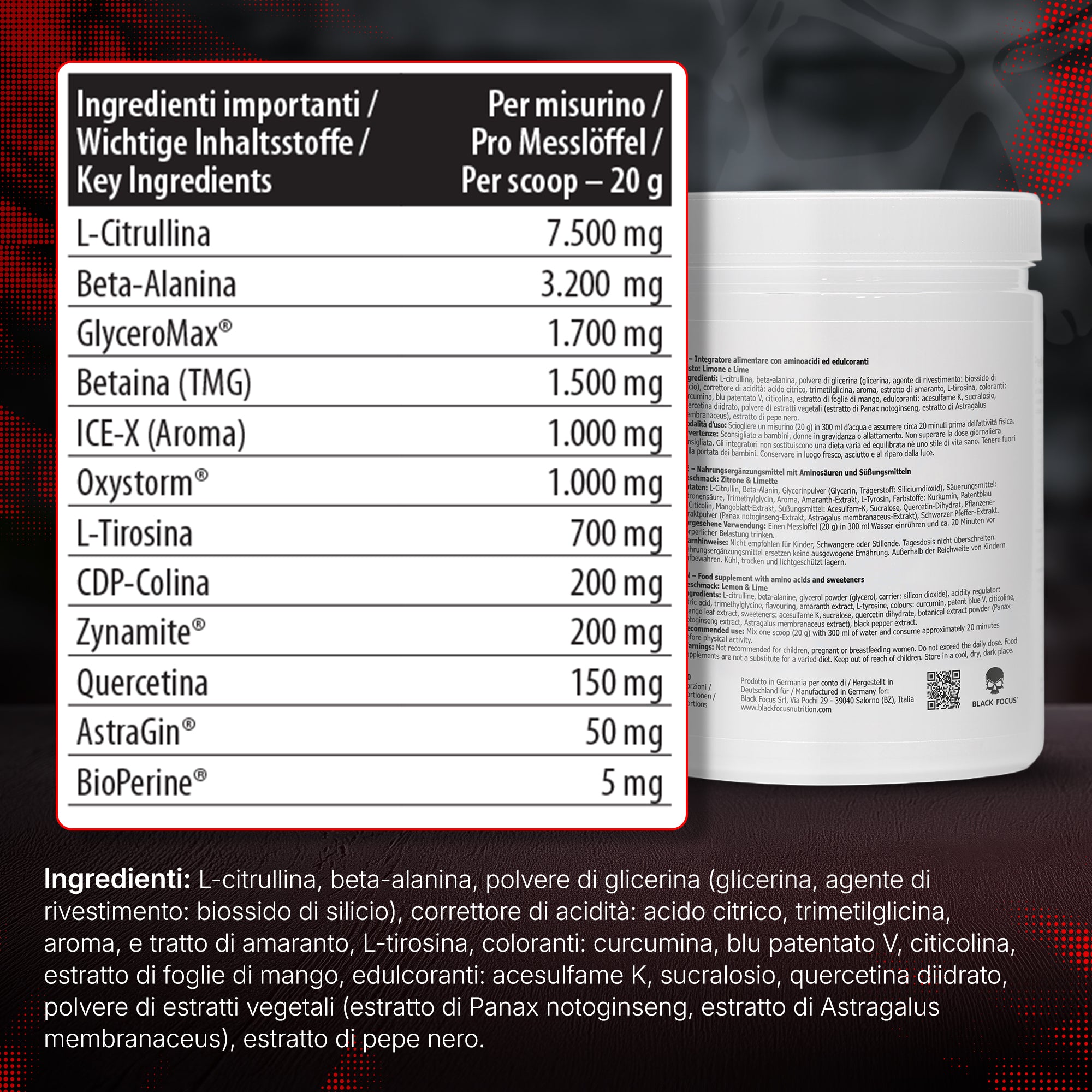 Black Focus Pro Zero Stim-Free Pre-Workout 400g