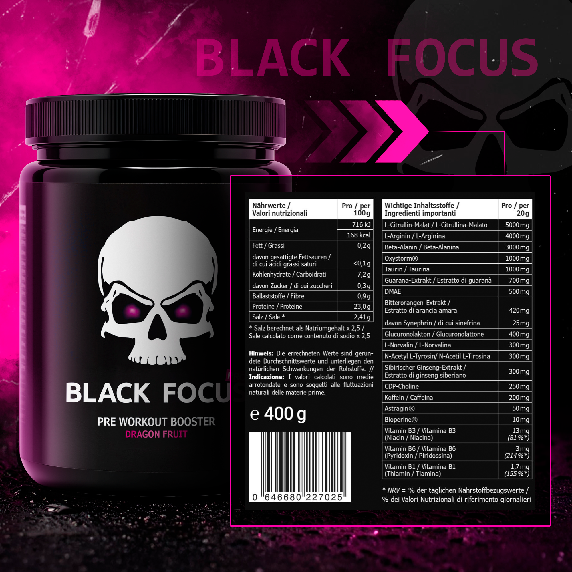 Black Focus Pro 2.0 Extrem Pre-Workout 400g