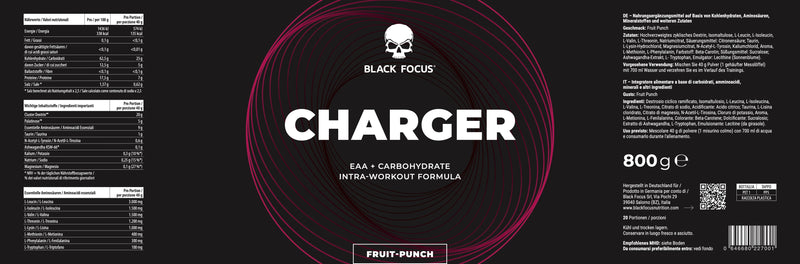 Vollständiges Etikett Charger, Geschmack Fruit Punch