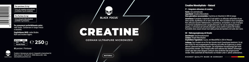 Etichetta completa Black Focus Creatine